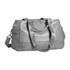 A grey carry-on duffle bag with dual handles and a detachable shoulder strap. It features a zippered compartment.