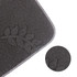 A flannel logo mat in black, featuring a textured design and a close-up of the patterned fabric.