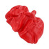 A red lung-shaped stress reliever with a smooth texture and flexible design. It includes a logo.