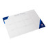 A magnetic whiteboard weekly planner in white with blue corners, featuring sections for each day of the week.