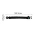 A black survival bracelet measuring 26.5 cm in length and 3.5 cm in width, featuring a logo.