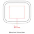 A rectangular template with rounded corners, featuring a highlighted zone for laser engraving dimensions in red.