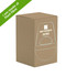 A tan box featuring a wireless speaker, made of plant fibre, with a logo on the front.
