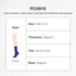 A pair of ear-shaped crew socks for kids, featuring a custom pattern in purple, labelled with style and size information.