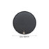 A round black makeup mirror with a diameter of 80mm, featuring a sleek leather-like texture.