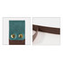 A custom PU bookmark featuring a teal top section and a brown strap, secured with two brass studs.