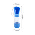 A drink bottle in blue featuring a detachable top section for food storage and a wrist strap for easy carrying.