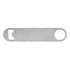 A stainless steel bottle opener in a sleek, minimal design featuring a bottle cap remover and a circular handle.
