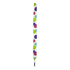 A pair of white shoe laces featuring multicoloured polka dots in green, purple, and pink.