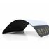 A flip-top mouse mat in black and white, with a textured underside, showcasing a curved profile.