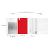 A red and silver luggage tag with a metal wire, featuring a blank front and back for personal information.