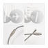 A silver wire cable luggage tag set featuring round tags with a plane design and address label space.