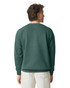 A back view of a green adult crewneck sweatshirt worn by a person. The sweatshirt has a simple design with no visible logos.