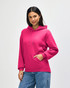 A pink youth hooded sweatshirt with a kangaroo pocket and a hood, featuring a logo.