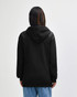 A black Gildan Heavy Blend adult full zip hooded sweatshirt displayed from the back, featuring a hood and relaxed fit.
