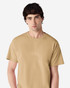 A tan Gildan Ultra Cotton adult T-shirt displayed on a model with a neutral background and a logo on the shirt.