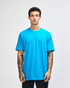 A unisex fine jersey short sleeve T-shirt in bright blue, featuring a logo on the front.