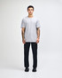A unisex fine jersey short sleeve T-shirt in grey, featuring a simple design and a logo.