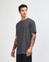 A unisex fine jersey short sleeve t-shirt in dark grey, featuring a plain design and a logo on the side.