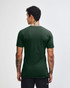 A green unisex short sleeve t-shirt displayed from the back, featuring a plain design and a logo.