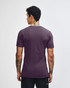 A unisex fine jersey short sleeve t-shirt in a deep purple colour, viewed from the back. It has a logo on the back.