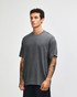 A unisex heavyweight cotton t-shirt in a slate grey colour, featuring a relaxed fit and a logo.