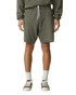 Unisex pique gym shorts in olive green with an elastic waistband and drawstring. Features a logo on the shorts.