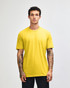 A yellow unisex short sleeve t-shirt displayed on a model, featuring a logo.