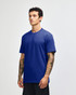 A unisex short sleeve T-shirt in royal blue, featuring a plain design and a logo on the chest.