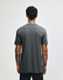 A grey unisex CVC short sleeve T-shirt displayed from the back, featuring a simple design and logo.