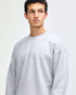 A unisex crewneck sweatshirt in grey, featuring long sleeves and a comfortable fit. It includes a logo.