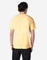 A plain yellow Gildan Heavy Cotton adult T-shirt viewed from the back, featuring a casual fit.