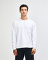 A lightweight, long-sleeve, grey T-shirt featuring a front pocket and a logo.