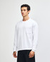 A light grey long-sleeve T-shirt with a single chest pocket, featuring a brand logo on the shirt.