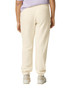 Lightweight cream-coloured sweatpants featuring an elastic waistband and ankle cuffs, with a logo on the back.
