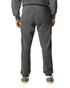 Lightweight grey sweatpants with an elastic waistband and cuffs, featuring a branding logo on the back.