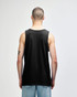 A black Gildan Heavy Cotton adult tank top displayed from the back, featuring a simple design and a logo.