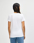 A white Gildan Softstyle ladies midweight T-shirt shown from the back, featuring a simple design and casual fit.