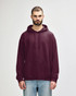 A maroon hooded sweatshirt with a front pocket and drawstrings, featuring a logo on the chest.