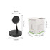 A black MagSafe 2-in-1 wireless charger with a magnetic charging pad and a compact stand, next to its packaging.