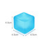 A light blue squishy cube with dimensions of 4.5cm x 4.5cm x 4.5cm, featuring a smooth surface.