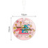 Acrylic luggage tag featuring a colourful snail design on a pink background, with a clear attachment.