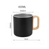 A drink bottle featuring a black stainless steel body, a wooden handle, and a 400ML capacity with dimensions provided.
