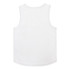 A white men's active tank top with a simple design and a branded logo on the back.