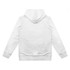 A white men's active hoodie featuring a back view with a hood and a logo on the side.