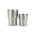 A stainless steel camping mug set in silver, featuring a handle, with two sizes: 280ML and 500ML.