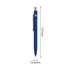 A blue metal ballpoint pen with a silver clip, featuring an NFC logo and dimensions of 137mm by 12.8mm.