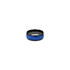A blue and black NFC ceramic ring with a textured surface and a shiny finish. It features a logo on the interior.