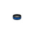 A NFC ceramic ring featuring a glossy black finish with a blue woven pattern. It has a sleek, modern design.