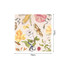A square scarf featuring a twill weave with a floral and insect design in vibrant colours on a cream background.